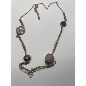 Loft Purple faceted stones stations chain long‎ 34" Necklace estate